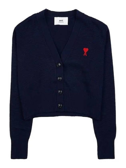 Small Heart Cardigan Women s Navy FKC111 KN0025 430 - AMI - BALAAN 2