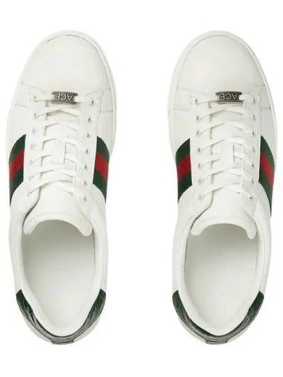 Ace Web Leather Low Top Sneakers White - GUCCI - BALAAN 2