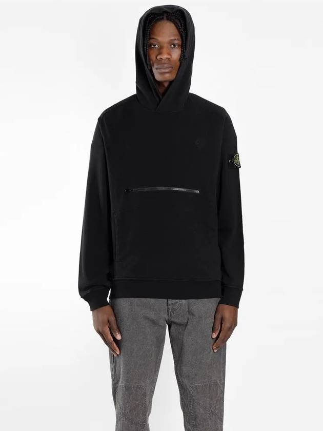 11Th Anniversary Wappen Front Zipper Hoodie Black - STONE ISLAND - BALAAN 3