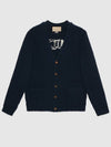 Intarsia Knit Wool Cardigan Navy - GUCCI - BALAAN 9