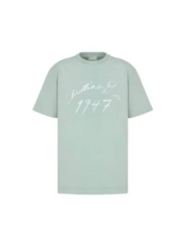 Handwriting Logo Short Sleeve T-Shirt Blue - DIOR - BALAAN 2