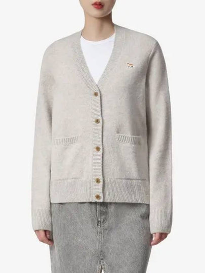 Baby Fox Patch Boxy Cardigan Light Grey Melange - MAISON KITSUNE - BALAAN 2