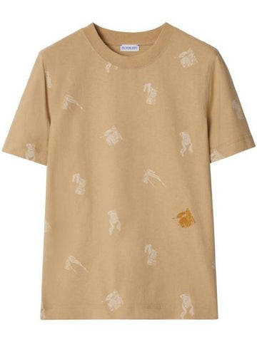 EKD Print Cotton Short Sleeve T-Shirt Flax - BURBERRY - BALAAN 1