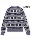 Logo Wool Mix O Neck Knit Top Sky Captain - GANNI - BALAAN 4