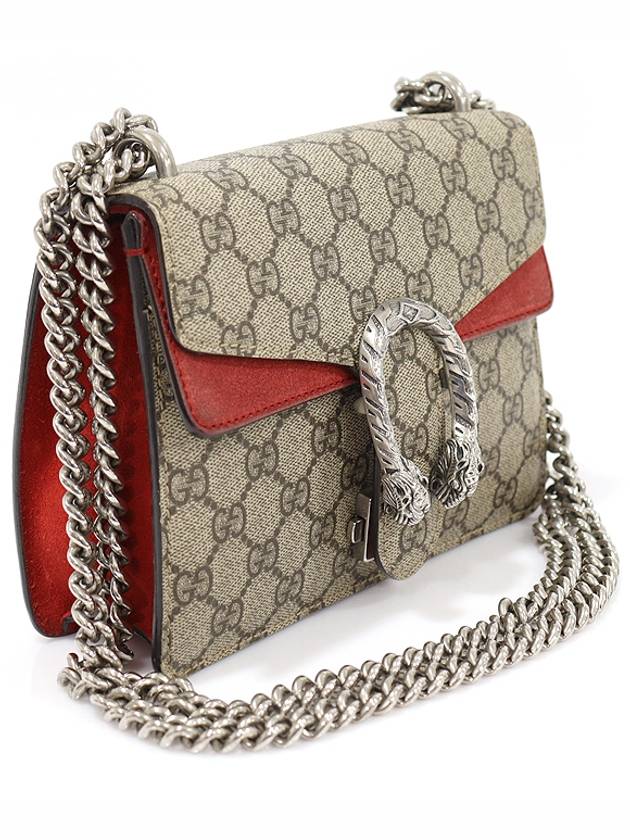 421970 GG Supreme Canvas Red Suede Dionysus Mini Chain Shoulder Bag - GUCCI - BALAAN 3