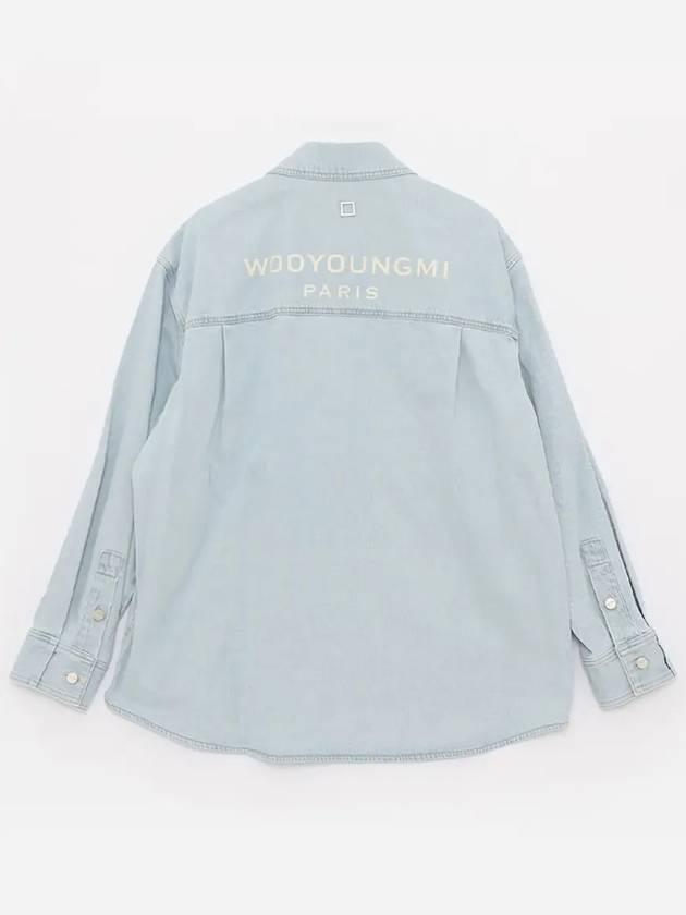 Back Logo Denim Cotton Long Sleeve Shirt Blue - WOOYOUNGMI - BALAAN 3