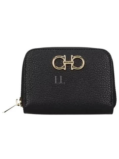 Women's Gancini Logo Zipper Card Wallet Black - SALVATORE FERRAGAMO - BALAAN 2