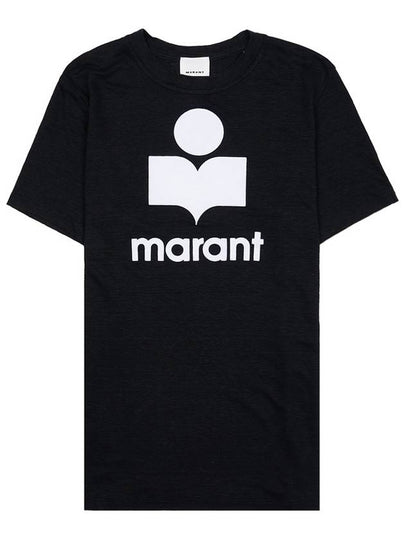 Karman Logo Print Linen Short Sleeve T-Shirt Black - ISABEL MARANT - BALAAN 2