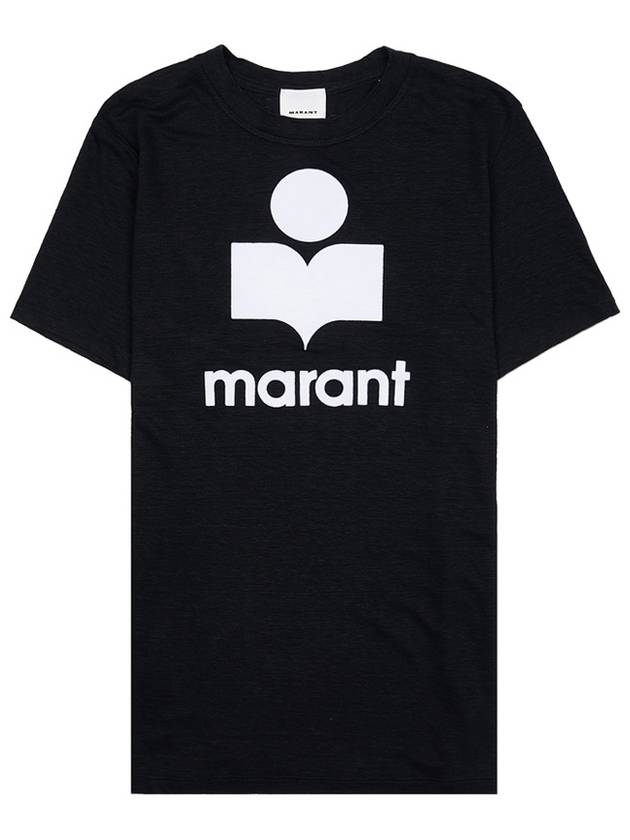 Karman Logo Print Linen Short Sleeve T-Shirt Black - ISABEL MARANT - BALAAN 11