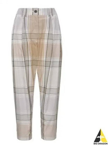 High Waist Check Linen Pants Multi BAG SNW 254 - STUDIO NICHOLSON - BALAAN 1