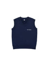 Logo Print Short Sleeve Cotton Knit Top Navy - SPORTY & RICH - BALAAN 1