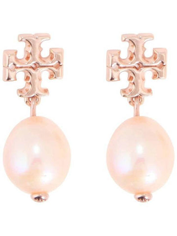 Kira Pearl Drop Earrings Champange Rose Gold - TORY BURCH - BALAAN 1