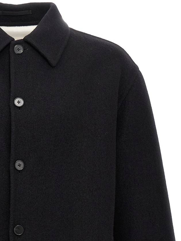 Button Overshirt Wool Jacket Black - JIL SANDER - BALAAN 4