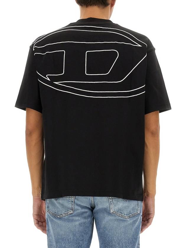 Maxi Oval D Embroidered Short Sleeve T-Shirt Black - DIESEL - BALAAN 4