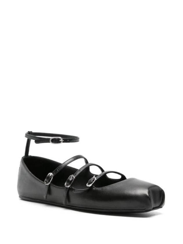 Buckled Straps Leather Ballerina Shoes Black - ALEXANDER MCQUEEN - BALAAN 3