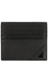 Men's Saffiano Leather Card Wallet Black - PRADA - BALAAN 1