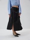 Leather block pleated skirt BLACK - REAL ME ANOTHER ME - BALAAN 1