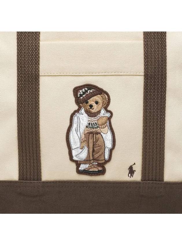 Bear Logo Cotton Tote Bag Ivory Brown - POLO RALPH LAUREN - BALAAN 4