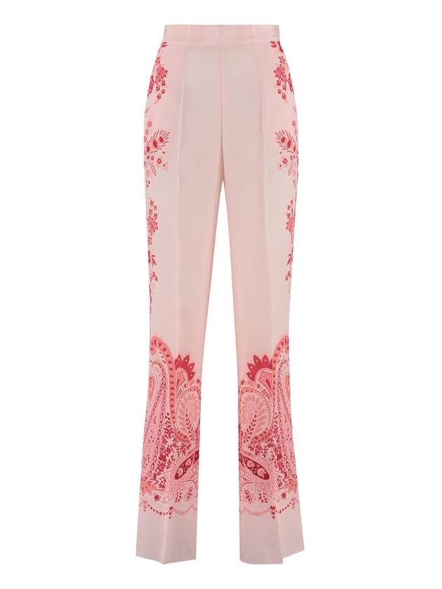 floral print silk straight pants pink - ETRO - BALAAN 1