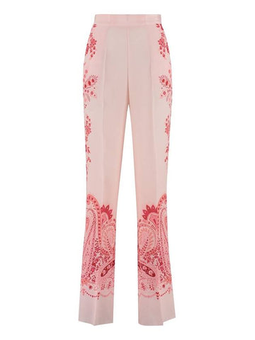 floral print silk straight pants pink - ETRO - BALAAN 1