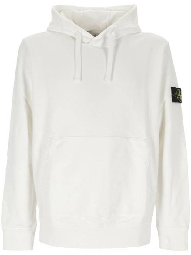 Cotton Fleece Garment Dyed Hoodie White - STONE ISLAND - BALAAN 1