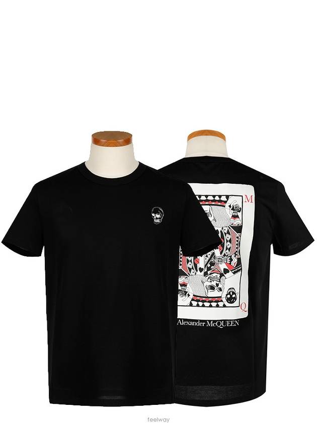 Skull Poker Graphic Print Short Sleeve T-Shirt Black - ALEXANDER MCQUEEN - BALAAN 3