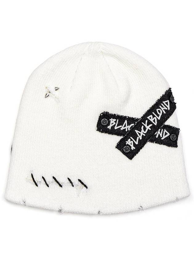 BBD Hand stitched Graffiti Logo Beanie White - BLACKBLOND - BALAAN 1