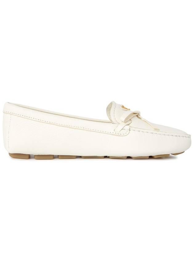 Triangle Logo Leather Driving Shoes White - PRADA - BALAAN 5