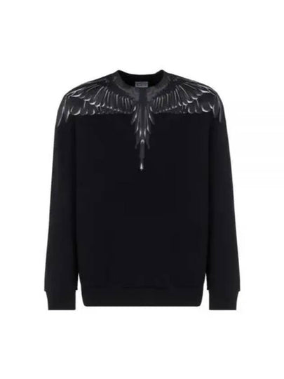 Icon Wing Print Crew Neck Sweatshirt Black White - MARCELO BURLON - BALAAN 2