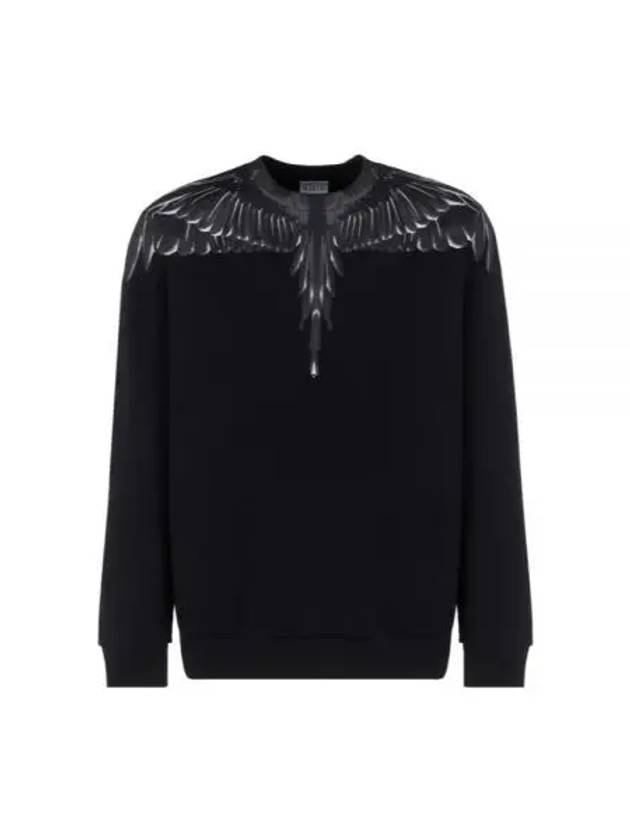 Icon Wing Print Crew Neck Sweatshirt Black White - MARCELO BURLON - BALAAN 2