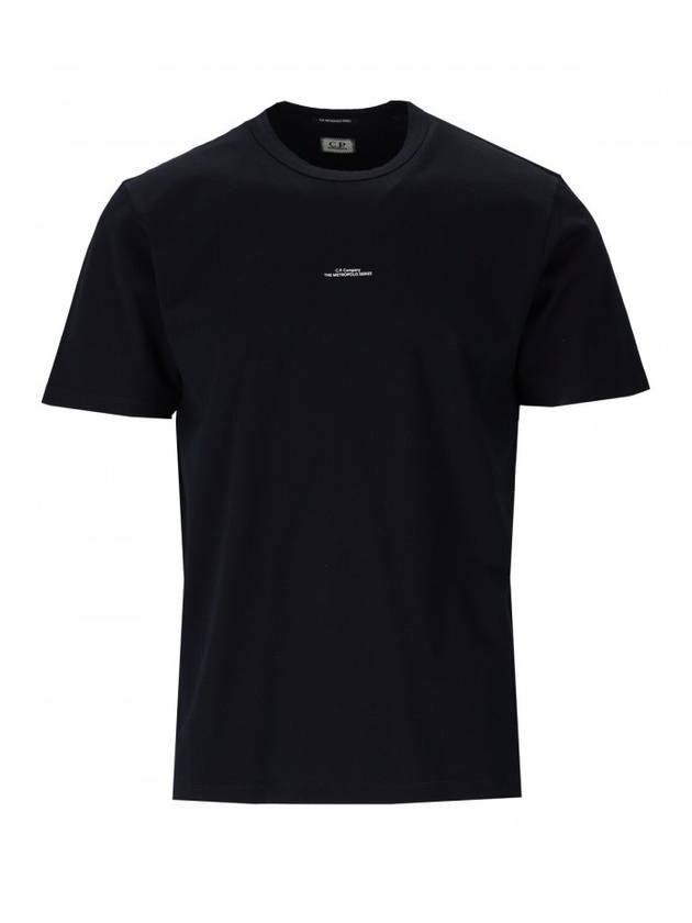 Metropolis Center Logo Short Sleeve T-Shirt Navy - CP COMPANY - BALAAN 1