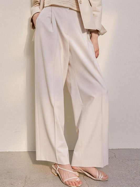 LIFE WIDE ONE TUCK PANTS BEIGE - DEFEMME - BALAAN 1