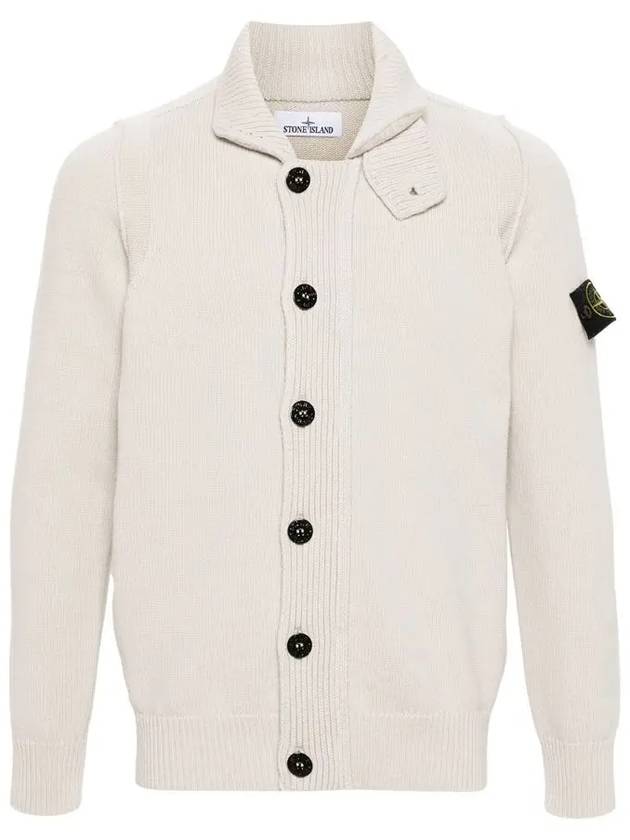 Wappen High Neck Button Up Wool Cardigan Plaster - STONE ISLAND - BALAAN 3