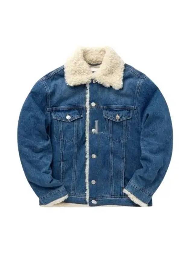 Fake Fur Trucker Denim Jacket Vintage Blue - AMI - BALAAN 2