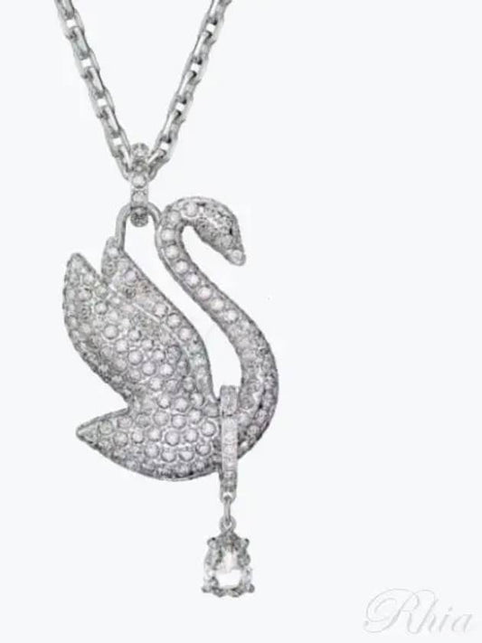 Iconic Swan Crystal Pendant Necklace Silver - SWAROVSKI - BALAAN 2