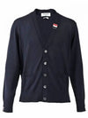 Men's Jersey Stitch V-Neck Cardigan Navy - THOM BROWNE - BALAAN 2