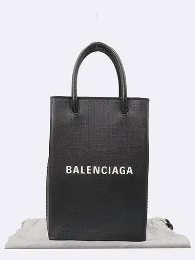 593826 Black leather logo mini phone case and crossbag - BALENCIAGA - BALAAN 1