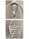 Check Jacquard V-Neck Cardigan Grey - THOM BROWNE - BALAAN 7