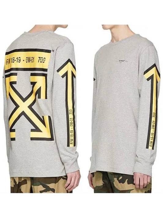 Men's Arrow Print Long Sleeve T-Shirt Gray - OFF WHITE - BALAAN 2