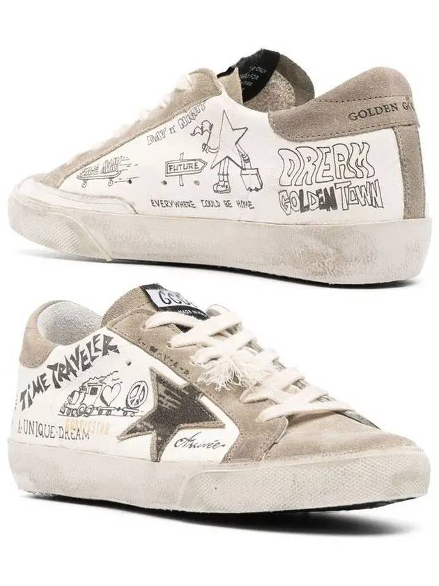 Superstar Print Suede Low Top Sneakers Beige - GOLDEN GOOSE - BALAAN 3