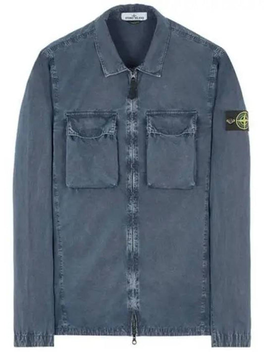 Front Pocket Wappen Patch Overshirt Zip-Up Jacket Navy - STONE ISLAND - BALAAN 2