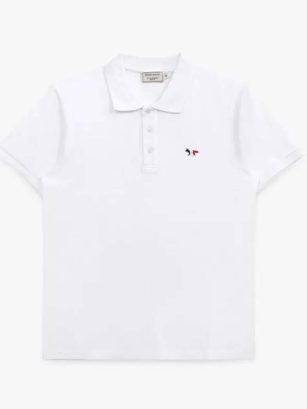 Tricolor Fox Patch Short Sleeve Polo Shirt White - MAISON KITSUNE - BALAAN 3