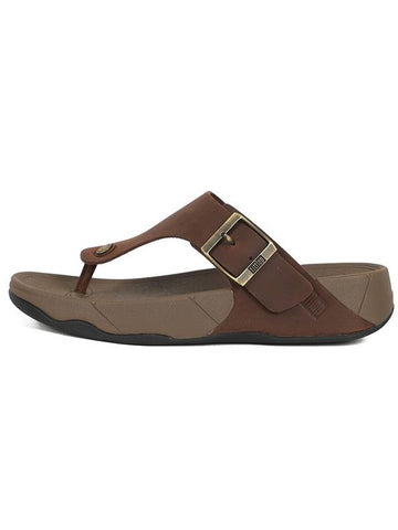 Track II Buckle Leather Toe Post Flip Flop Chocolate Brown - FITFLOP - BALAAN 1