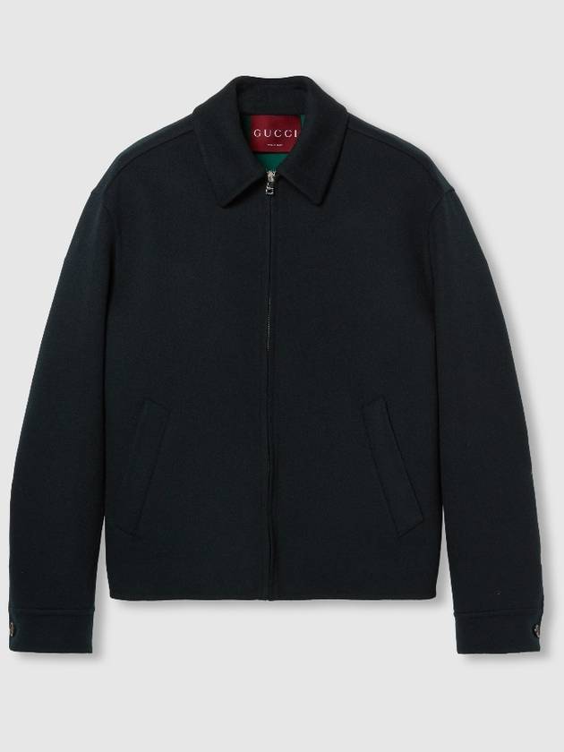 Jacquard Wool Zip-Up Jacket Dark Blue - GUCCI - BALAAN 2