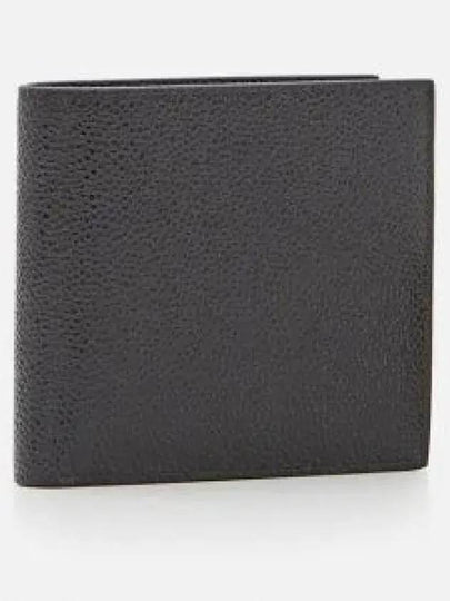 Pebble Grain Leather Half Wallet Black - THOM BROWNE - BALAAN 2