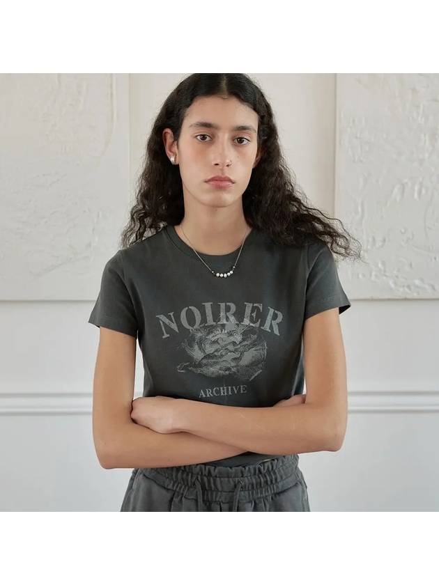 Archive Print Crop T-Shirt Gray - NOIRER FOR WOMEN - BALAAN 2