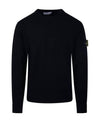 Compass Badge Crewneck Virgin Wool Knit Top Black - STONE ISLAND - BALAAN 1