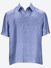 Men's FF Motif Silk Short Sleeve Shirt Blue - FENDI - BALAAN 2