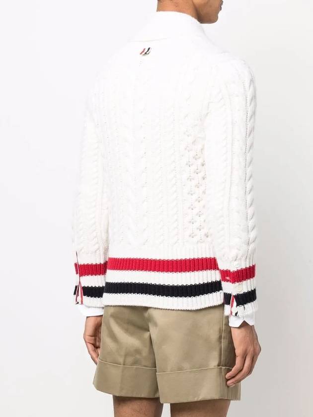 4 Bar V-neck Cashmere Cardigan White - THOM BROWNE - BALAAN 5