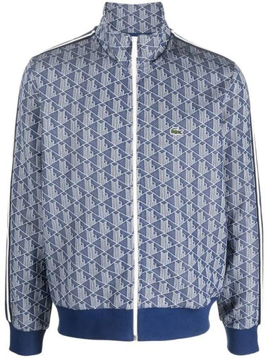 Monogram Pattern Zip-Up Jacket Navy Blue White - LACOSTE - BALAAN 1